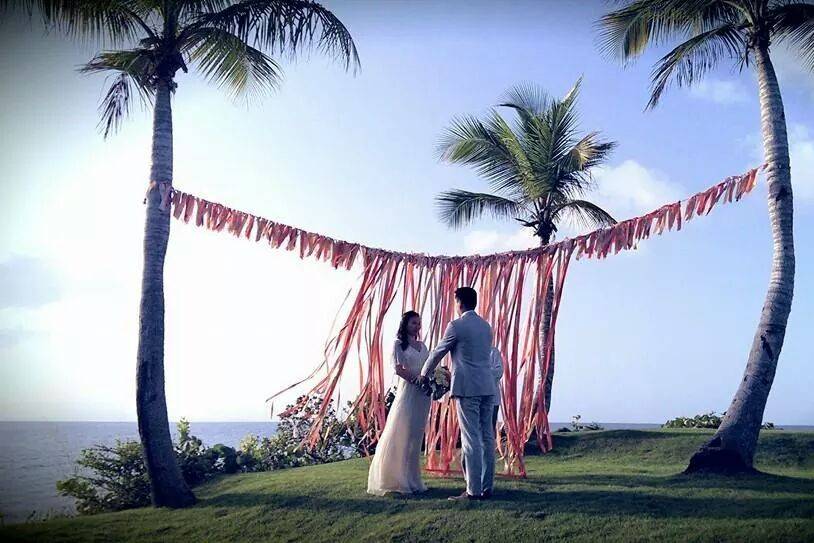 Love this ribbon streamer that we created for a romantic whimsical backdrop for a ceremony. @wvieques, created by STEM Events, Anabelle Barranco