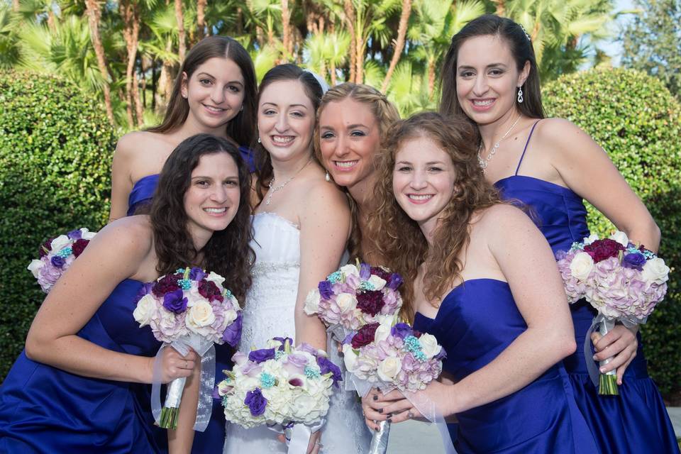 The bride with bridesmaids