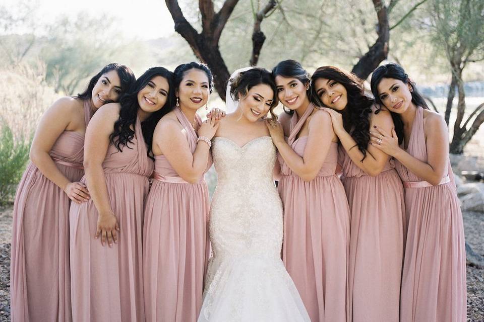 Bride and bridesmaids