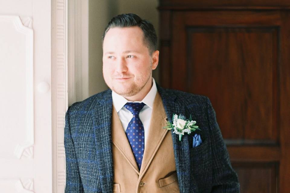 Vintage-styled groom