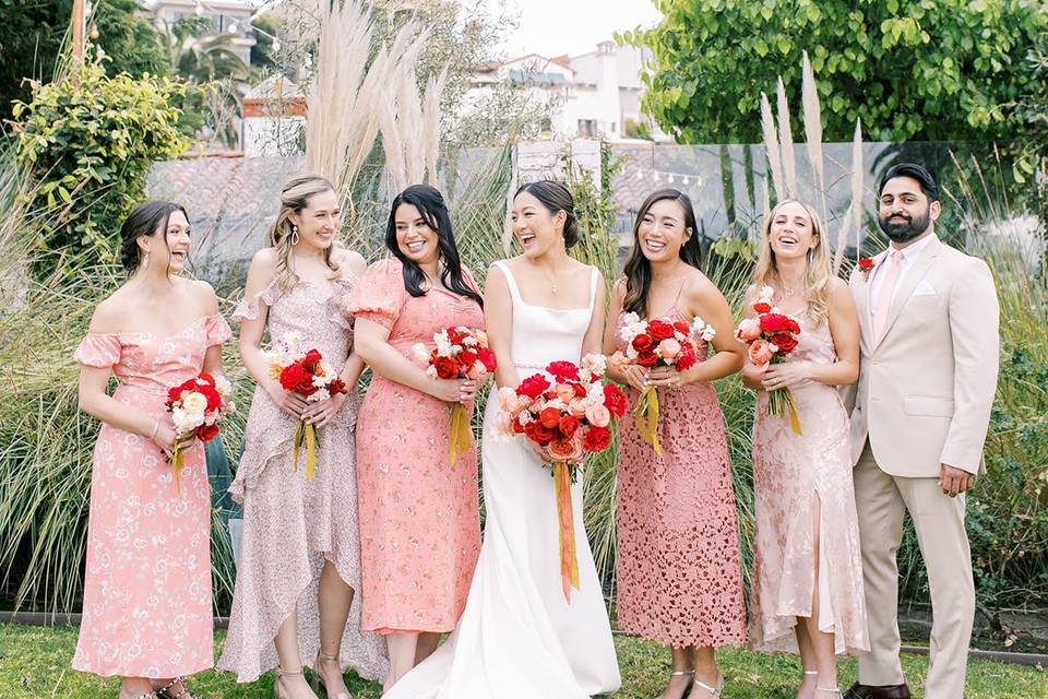 Red and pink bouquets