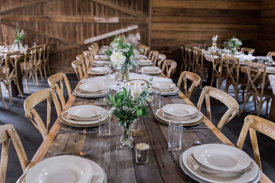 Long wooden tables