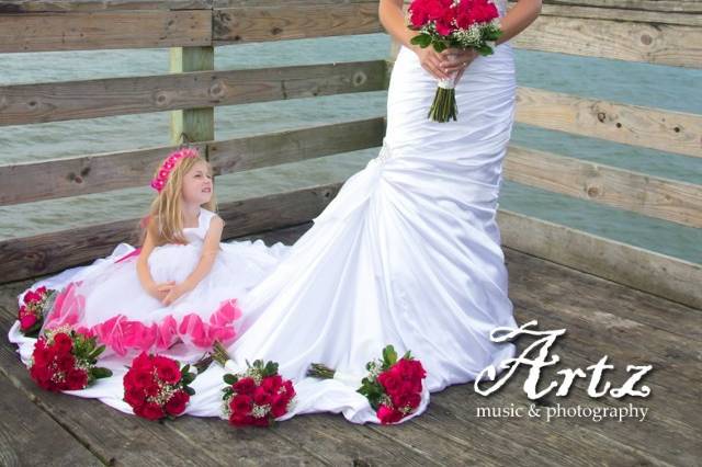 Bride and her flower girl