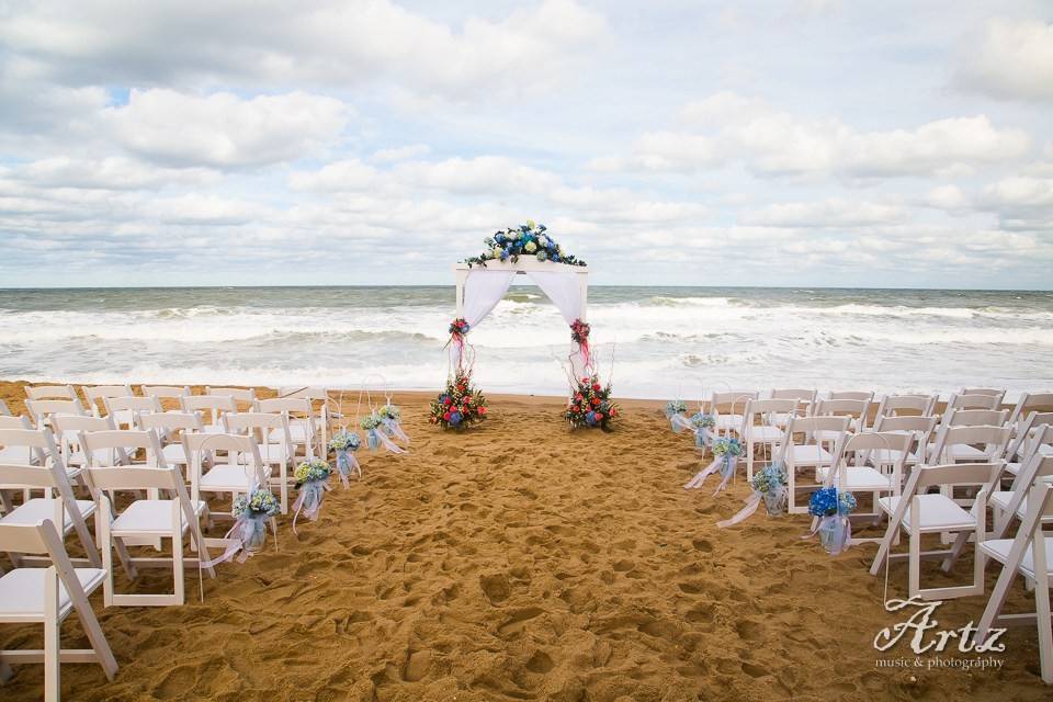 Beach wedding setup