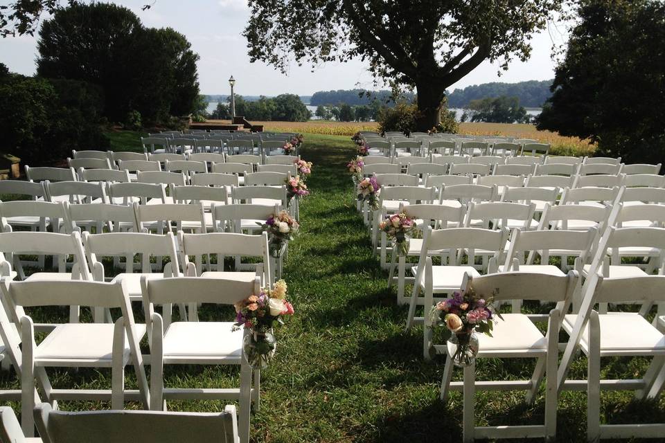 Wedding ceremony area setup