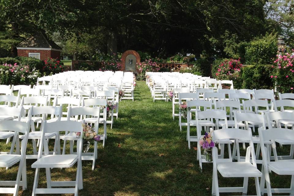 Wedding ceremony area setup