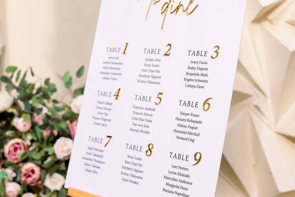Seating Chart Sign