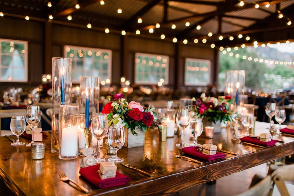 Dinner setup in barn.