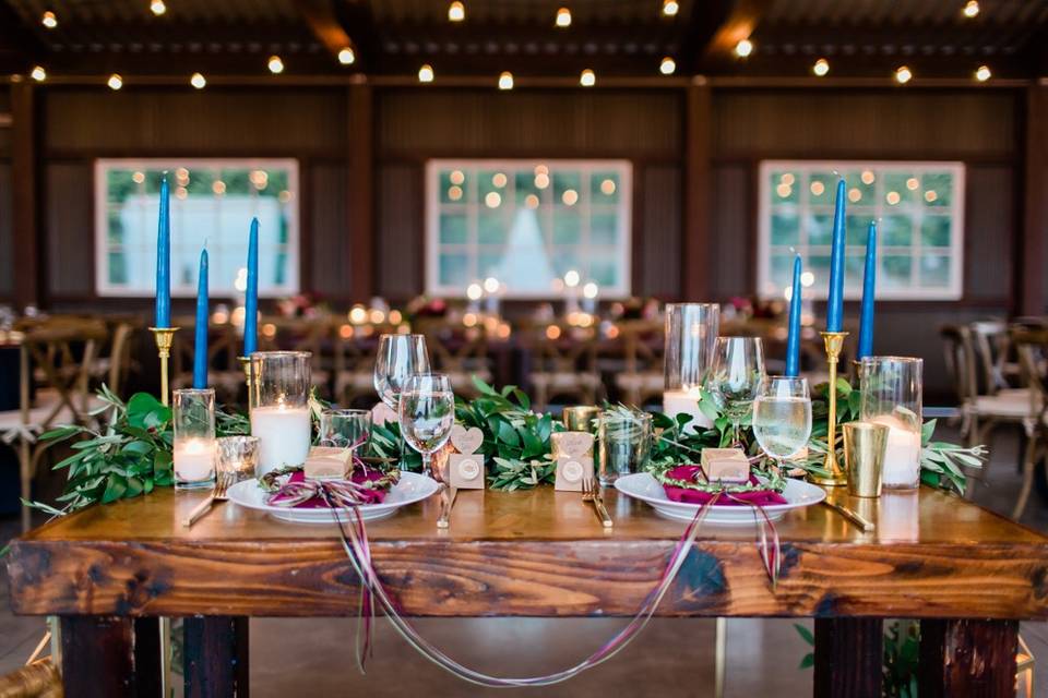 Dinner setup in barn.