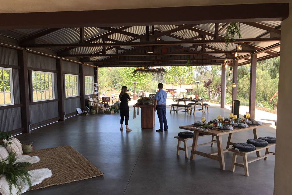 Setting up the barn.