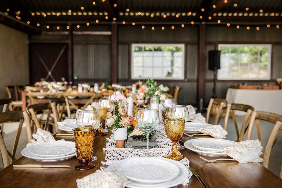 Sample table set-up in barn.