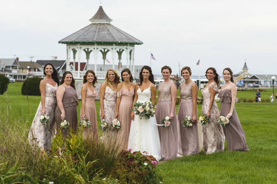 Bride with her bridesmaids