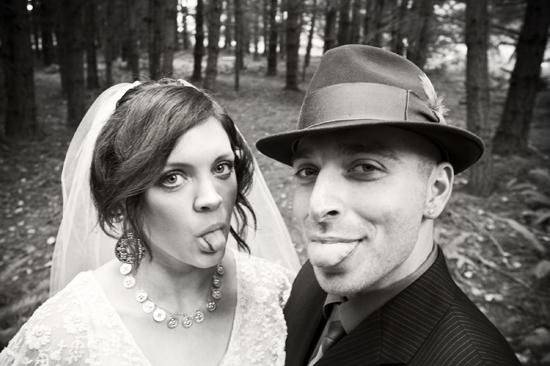 Fun couple,young couple, fall wedding,bride & groom,vintage,quirky,B&W
