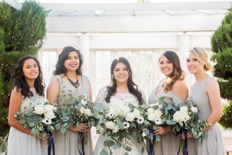 Bride with bridesmaids
