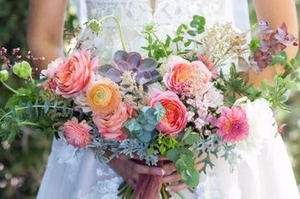 Pink, sage, succulent bouquet