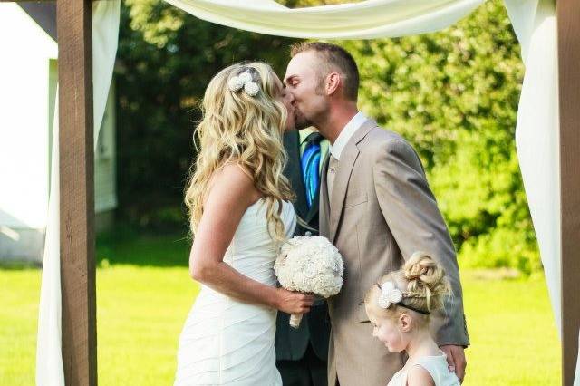 Ceremonial wedding kiss