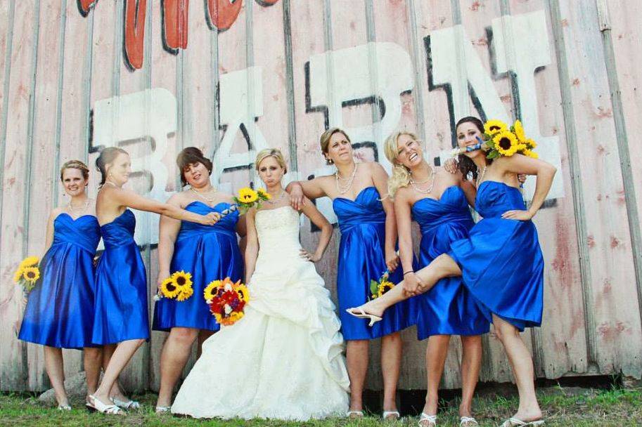 The bride with her bridesmaids