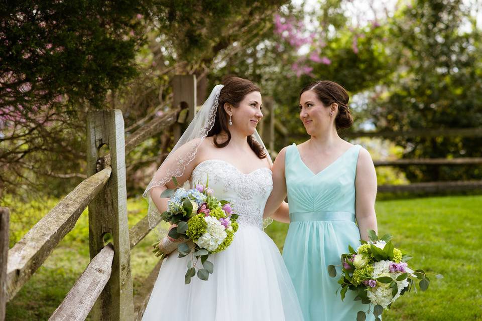 Bride and maid of honor