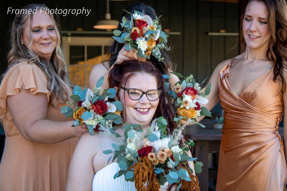 Bride and bridesmaids