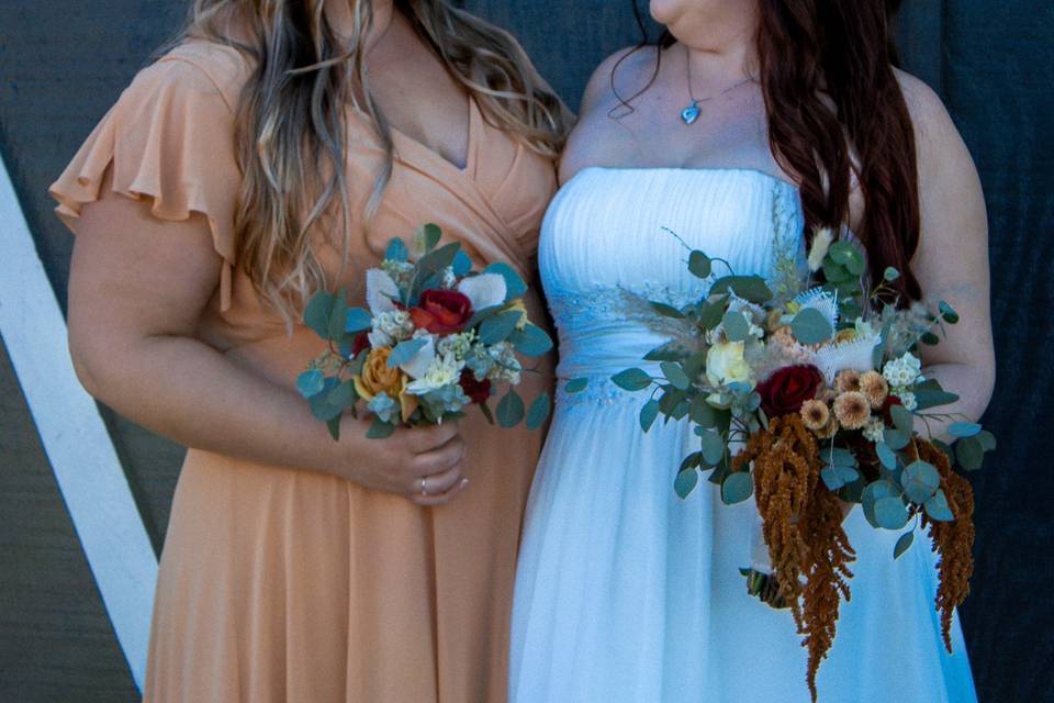 Bride and bridesmaid