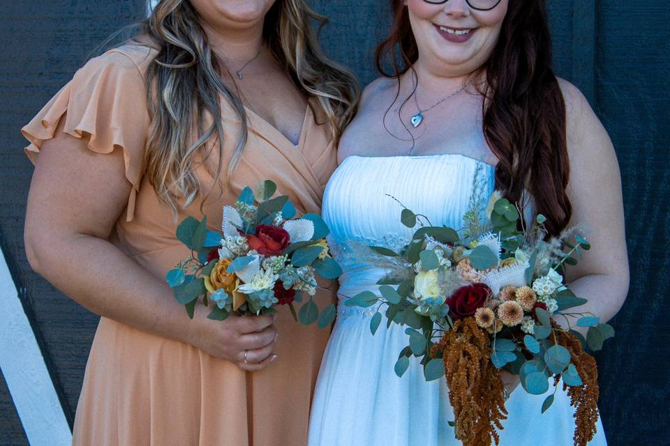 Bride and bridesmaid