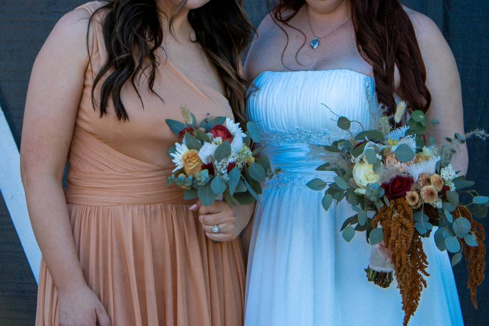 Bride and bridesmaid