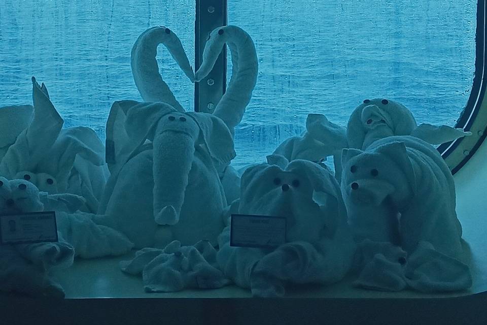 Family of towel animals