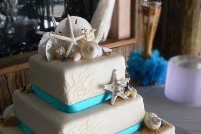 Beach theme with blue ribbon