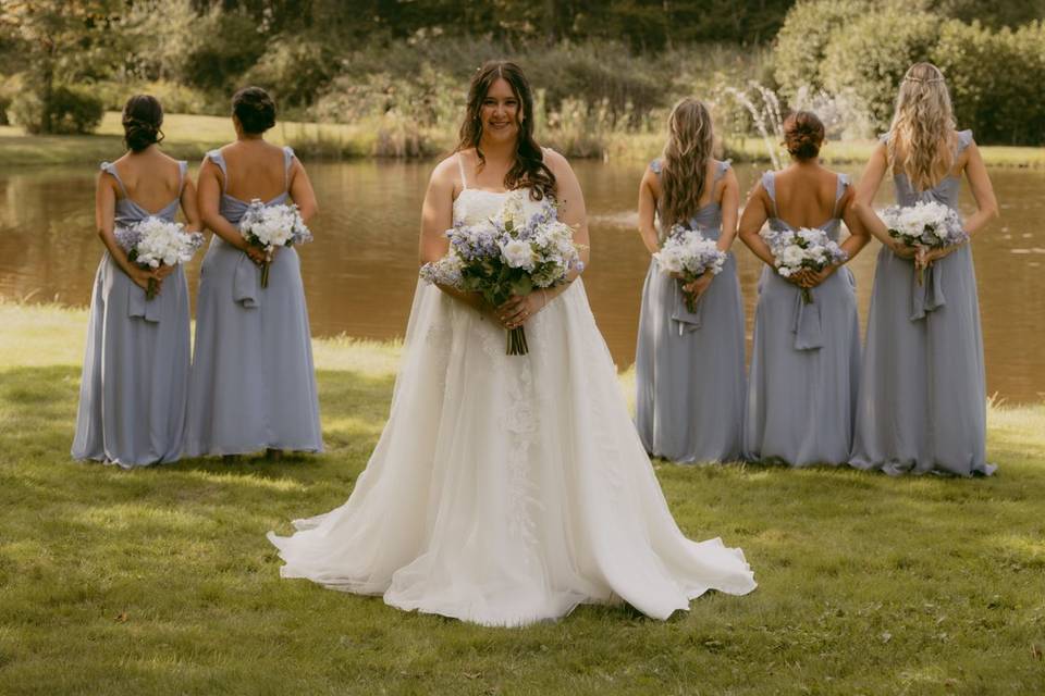 Bridal Party at Pond