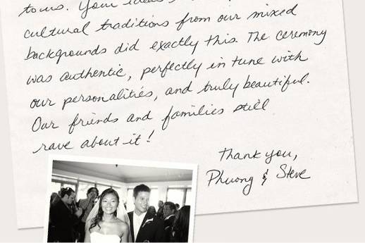 Testimonial letter from Phuong and Steve Fuller
