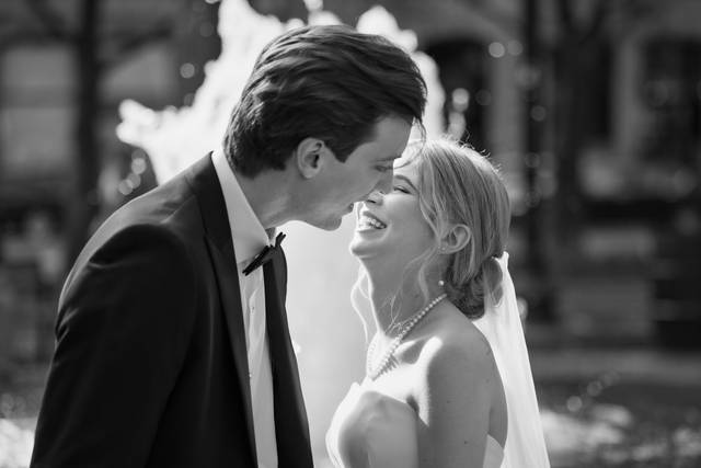 Bride & groom kiss