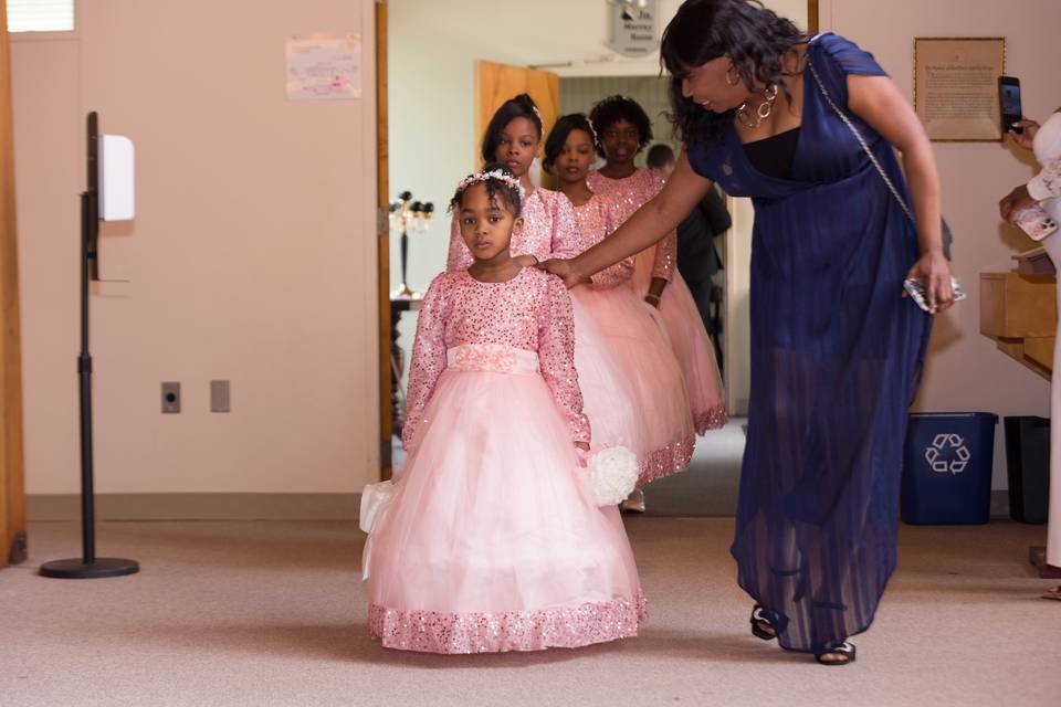Flower girls ready to process