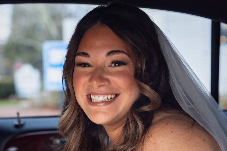 Bride in limo