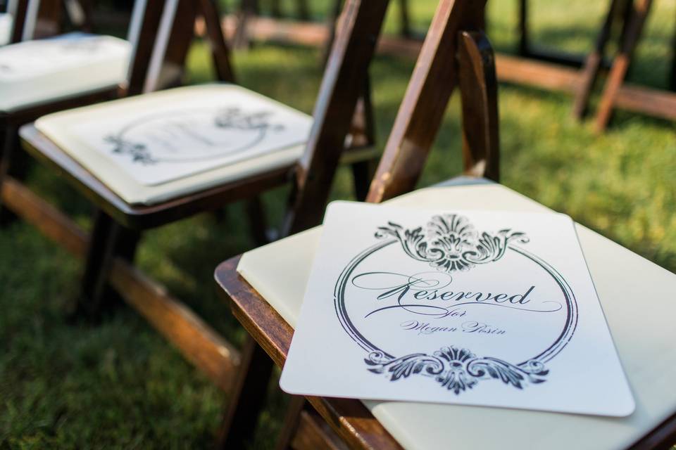 Personalized chair reservation cards