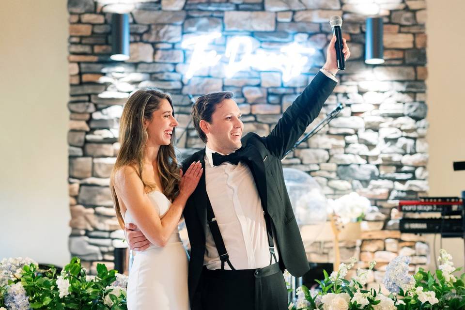 Newlyweds at reception