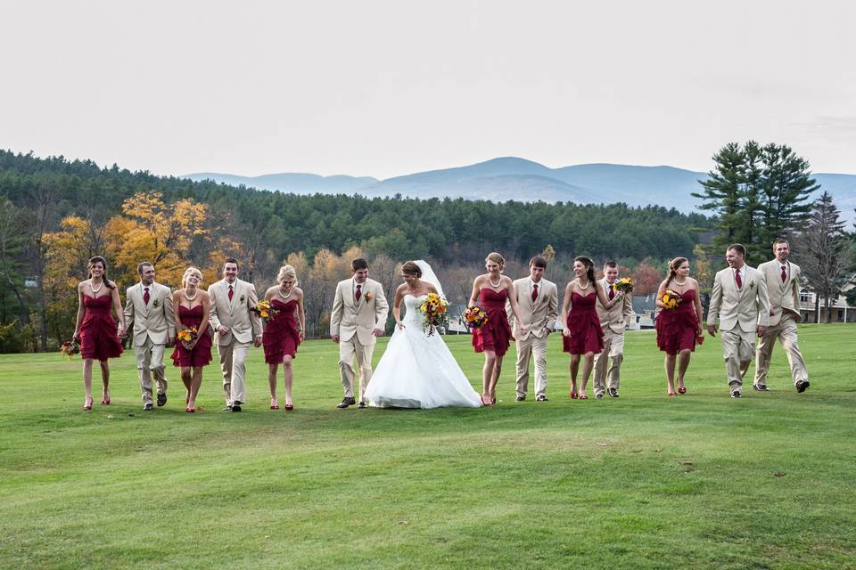 Couple with their attendants