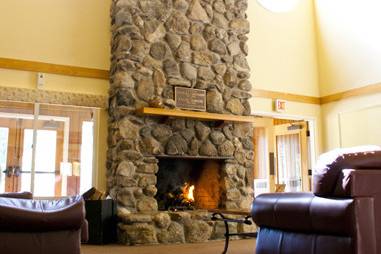 The fireplace at Bethel Inn Resort