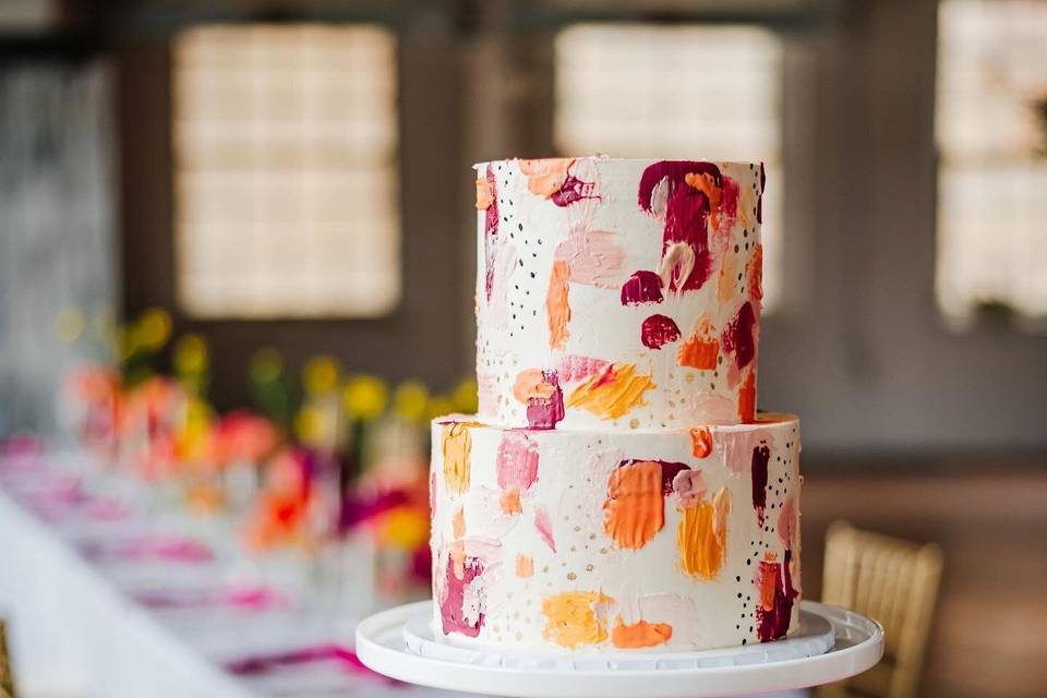 Painted buttercream cake