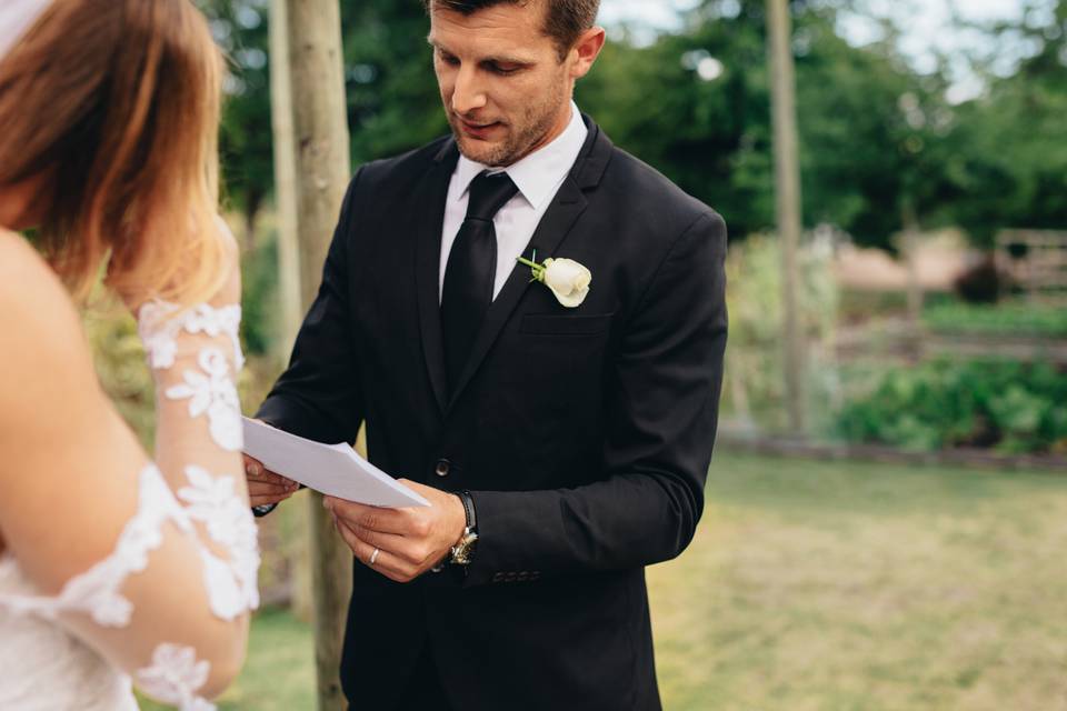 Custom groom vows
