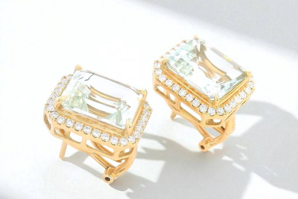 Semi Precious Diamond Earrings