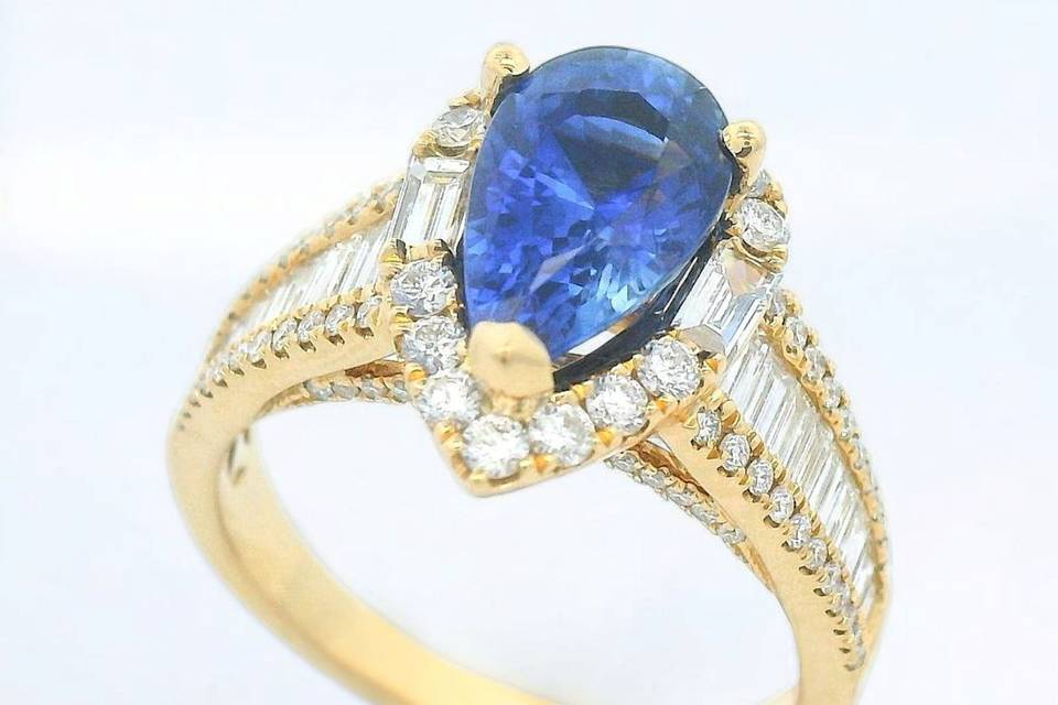 Blue Topaz Diamond Ring