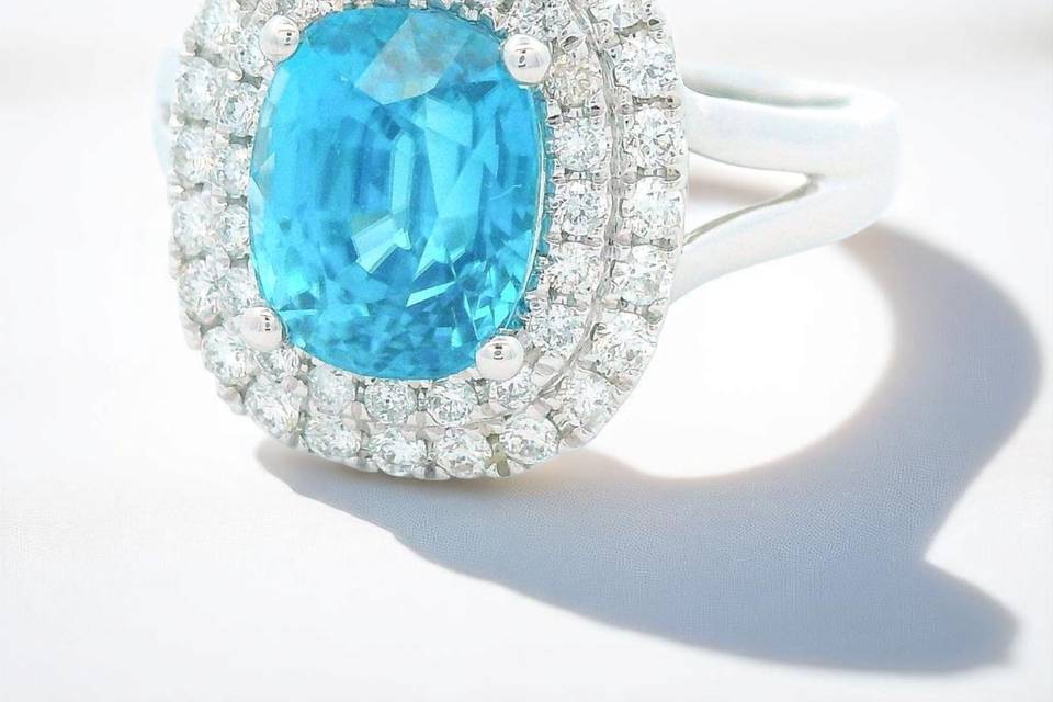 Blue Topaz Diamond Ring