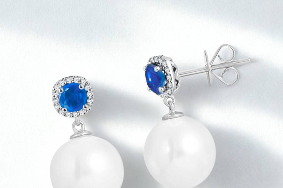 Sapphire and Pearl Earrings