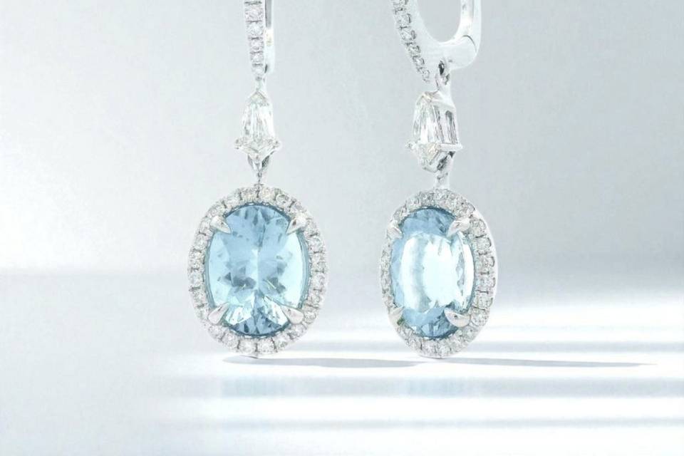 Aquamarine Diamond Dangles
