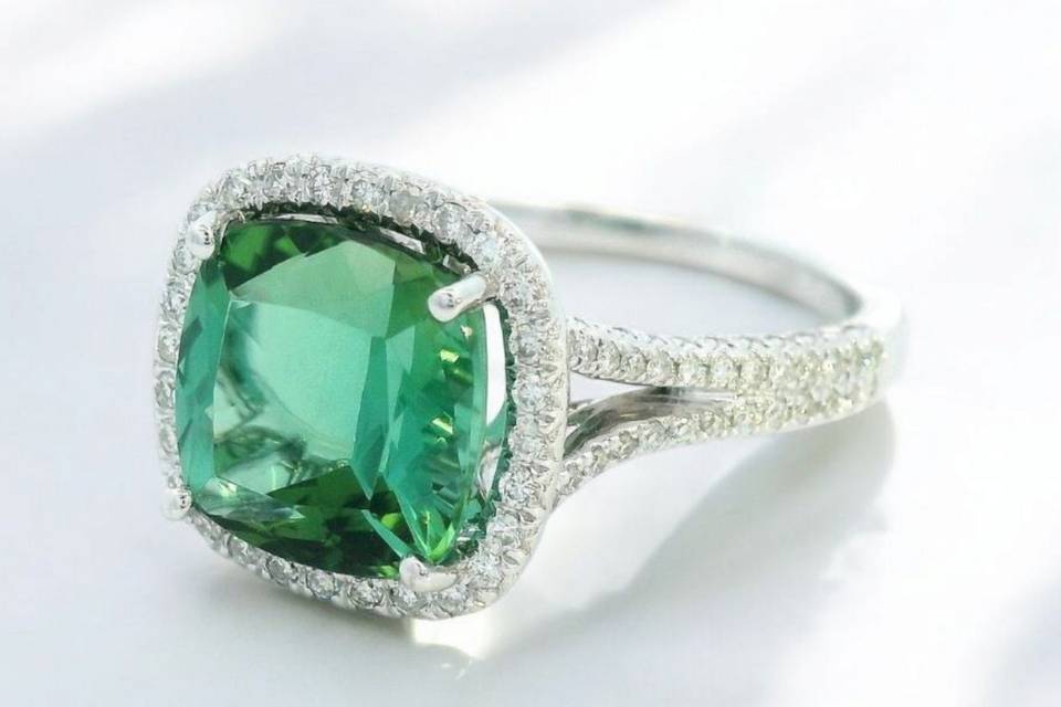 Tourmaline and Diamond Ring