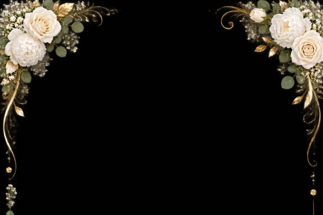 Wedding Overlay - Ivory Gold Floral