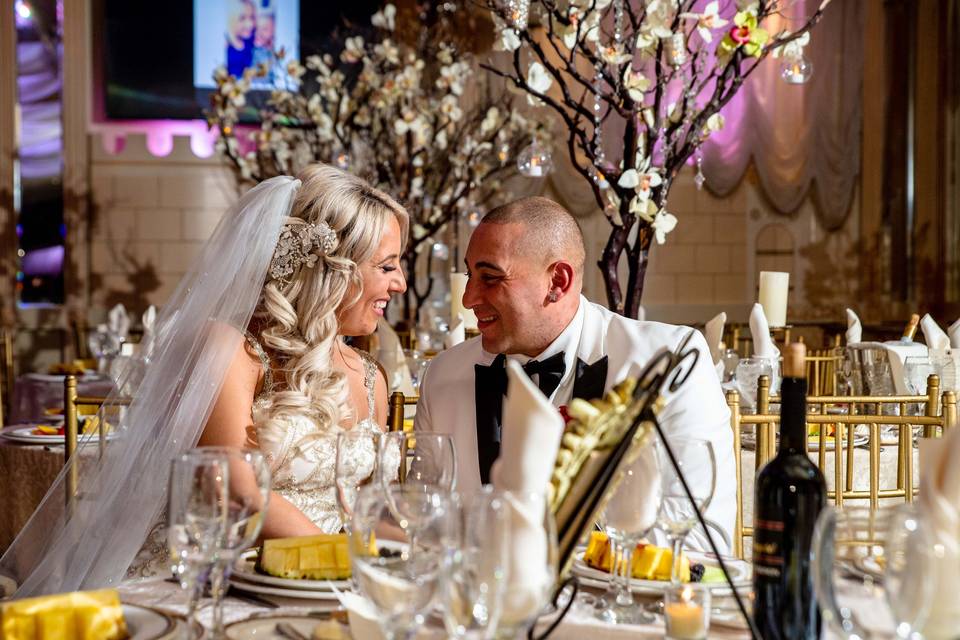 Table shot with Bride & Groom