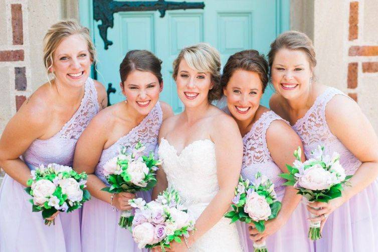 Bride and her bridesmaids