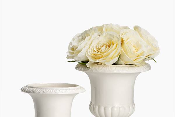 Silk Roses & Ceramic Urn