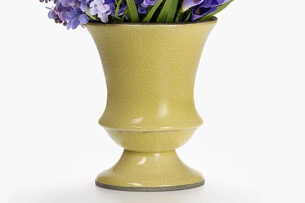 Purple Silk Flower Centerpiece in Ceramic Vase